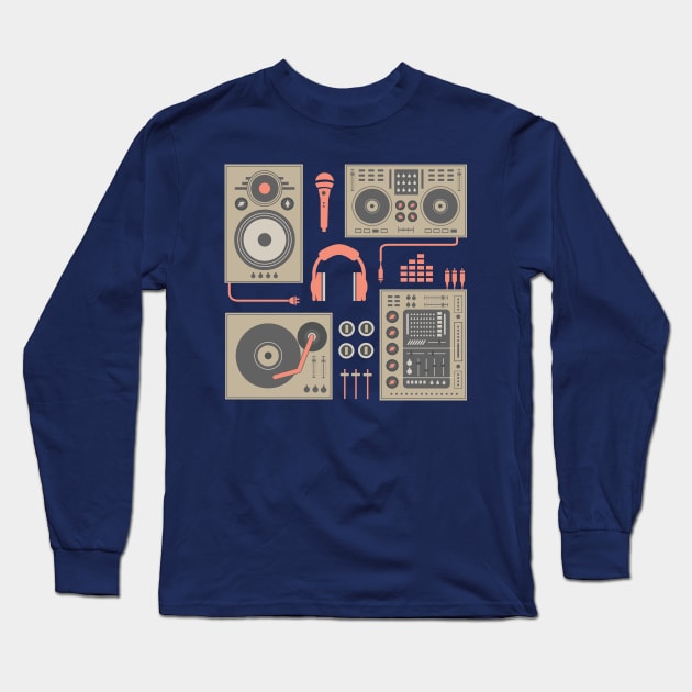 DJ Turntable Set Long Sleeve T-Shirt by Digster